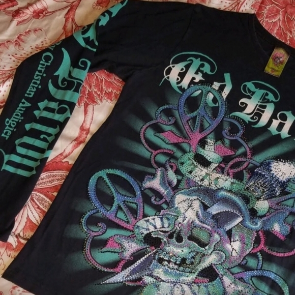 Vintage  Ed Hardy Black Long Sleeve Graphic Tee - Picture 4 of 9